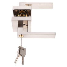 Matte Black Door Handle Set with Keyed Privacy Lock, Modern Interior Knob for Bedroom and Bathroom