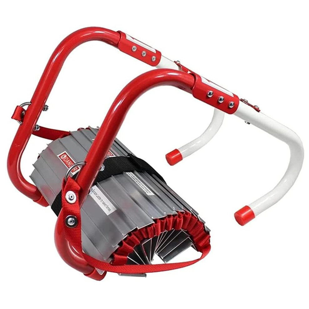 Fire Escape Ladder 10M Red For 2Â4 Story Buildings, Antislip Rungs, Tangle Steel Chain, Fast Emergency Evacuation 9073542896029