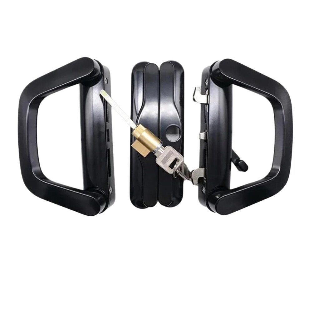 Sliding Door Handle With Key Set, Aluminum Alloy Patio Door Lock, Secure Keyed Lock, Black Finish 9771547751816