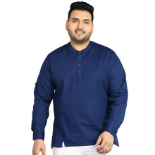 Camisa Casual Masculina Urbano Plus Azul Algodão Manga Longa Fit Regular
