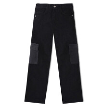 Jeans Cargo Denim Nero Urbano Juniors Boy'S Fit Baggy Con 6 Tasche Elasticizzati (Junjeanlscargoboy-Black-11-12)