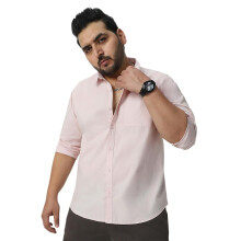 Camisa Casual Regular Fit de Manga Longa Rosa Bebê Urbano Plus para Homens (Plusshirtsolregp-01-Babypink-5Xl)