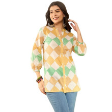 Vaamsi Dames Rayon Blend Geometrisch Gedrukt Top (Vt1273Wht_Xl_Wit)