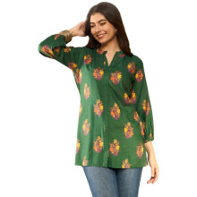 Vaamsi Dames Rayon Mix Bloemmotief Top (Vt1272Grn_S_Groen)