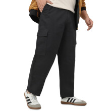 Urbano Plus Heren Zwarte Loose Baggy Cargo Chino Broek Met 6 Zakken Niet Rekbaar (Pluschicargolosp-02-Zwart-36)