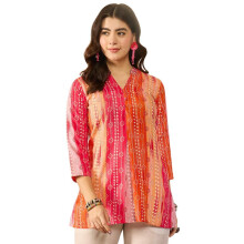 Vaamsi Dames Rayonmix Bloemenprint Top (Vt1349_S_Oranje)
