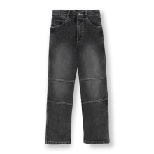 Urbano Juniors Kille Svart Löst Baggy Jeans Med Paneler (Junjeanlscnstwlboy-02-Black-7-8)