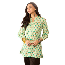 Vaamsi Dames Bloemmotief Geprinte Top (Vt1323_L_Groen)