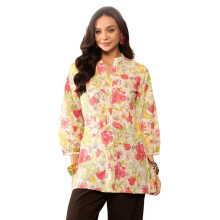 Top Floral Impresso para Mulheres Vaamsi (Vt1316_S_Off White)