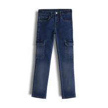 Jeans Cargo Slim Fit Blu Fatti A Mano Urbano Juniors Con 6 Tasche Elasticizzati (Junjeanslmcargosprboy-Mblue-13-14)