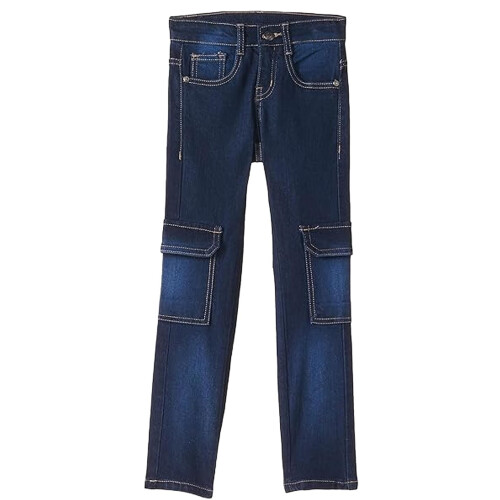 Urbano Juniors Αγόρι Σκούρο Μπλε Στενό Denim Cargo Jeans με 6 Τσέπες