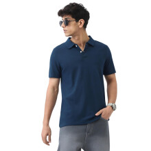 Polo T-Shirt Urbano Fashion Masculino Azul Marinho Regular Fit Manga Curta Algodão (Polosol-01-Navy-L)