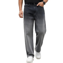 Urbano Fashion Ανδρικά Σκούρα Γκρι Χαλαρά Φαρδιά Τζιν Παντελόνια Heavy Washed