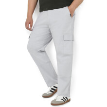 Urbano Plus Heren Ice Grey Regular Fit Cargo Chino Broek Met 6 Zakken Rekbaar