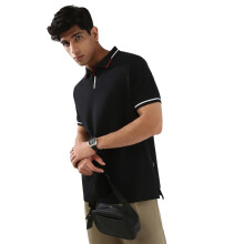 Urbano Fashion Ανδρικό Μαύρο Πόλο T-Shirt Κανονική Εφαρμογή Μισού Μανικιού