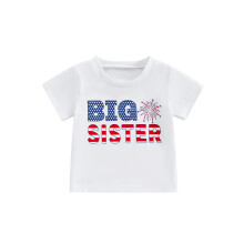 (3-4 Years, Big Sister) Dětská trička s potiskem 4. července, pro kluky a holky, roztomilá letní trička s krátkým rukávem pro batolata.