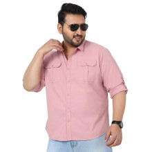 Camisa Casual Masculina Urbano Plus Rosa de Algodão com Manga Longa Regular Fit (Plusshirtsolregutp-03-Rosa-2Xl)