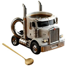 3D-Kaffeebecher in Form Eines Sattelschleppers - 325 Ml, Handgefertigter Keramikbecher in Form Eines 18-Rädrigen Lkw, Einzigartiges Geburtstags- oder