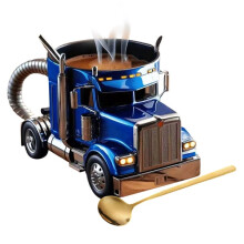 3D-Kaffeebecher in Form Eines Sattelschleppers - 325 Ml, Handgefertigter Keramikbecher in Form Eines 18-Rad-Lkw, Einzigartiges Geburtstags- oder