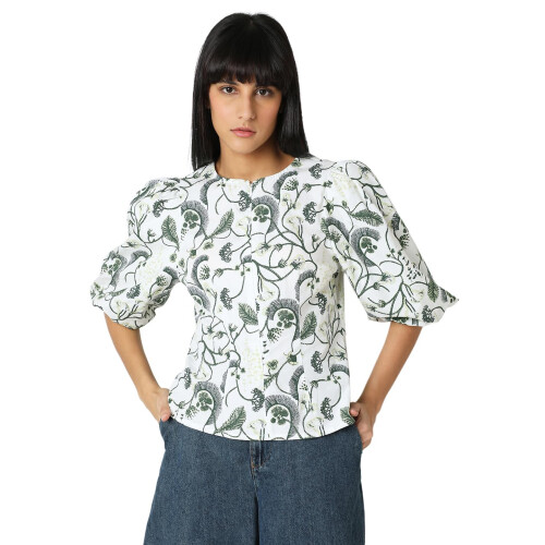 Vero Moda Top Branco de Algodão Bordado para Mulher