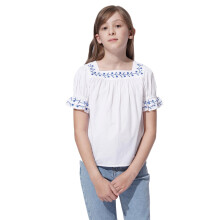 Vero Moda Meisjes Geborduurde Katoenen A-Lijn Witte Top
