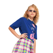 Vero Moda Meisjes Blauw Gedrukt Katoenen T-Shirt