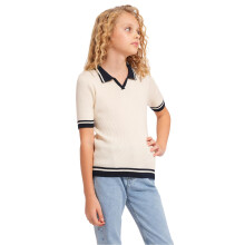 Vero Moda Meisjes Witte Geribbelde Polo