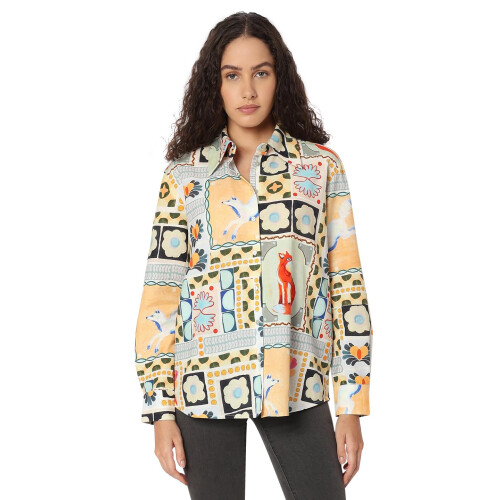 Camisa Vero Moda Mulheres Ajuste Regular Multicolor