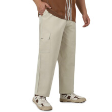 Urbano Plus Heren Cream Loose Baggy Fit Cargo Chino Broek Met 6 Zakken