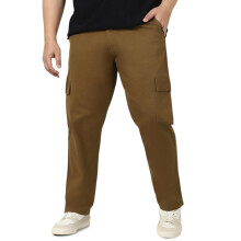 Urbano Plus Heren Brown Regular Fit Cargo Chino Broek Met 6 Zakken Rekbaar (Pluschicargoregp-05-Brown-38)