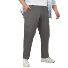 Urbano Plus Heren Donkergrijze Regular Fit Cargo Chino Met 6 Stretch Zak(Pluschicargoregp-05-Dgrey-42)