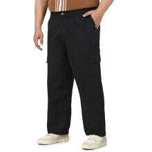 Urbano Plus Heren Zwarte Losse Baggy Cargo Chino Broek Met 6 Zakjes (Pluschicargolosp-04-Zwart-44)