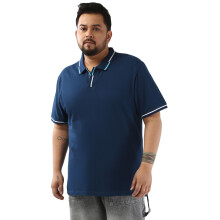 Polo T-Shirt Urbano Plus Masculino Azul Sólido Regular Fit Manga Curta