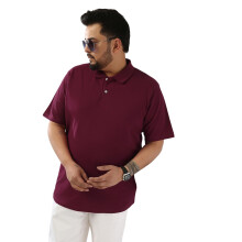 Urbano Plus Herre Vin Solid Regular Fit Halv Ærme Bomulds Polo T-Shirt (Pluspolosolp-01-Vin-3Xl)