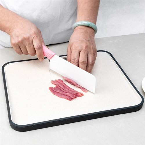 Schneidebrett für Gemüse und Fleisch mit Knoblauchreibefunktion, Cremeweiß 1
