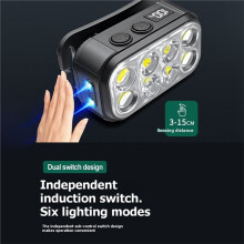 Rechargeable Headlamp , LED Lamp, Motion Sensor, Waterproof Lights for Forehead for Camping, Running, Fishing