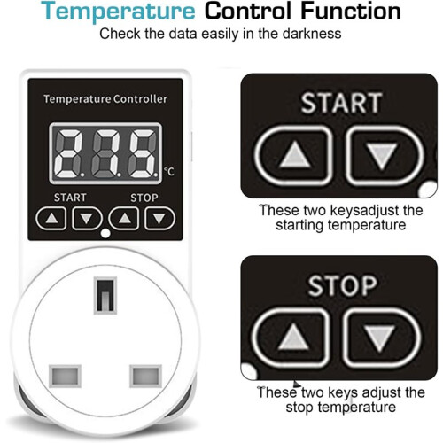 Thermostat Socket with Sensor,Temperature Controller Socket Outlet Lcd Screen Heating Cooling Temperature  UK Plug 2
