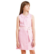 Vero Moda Menina Vestido Camisa Rosa Sólido com Cinto