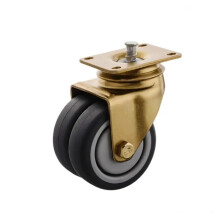 3 Inch Swivel Caster with Brake, Silent TPR Wheel with Central Control and Double Bearings for Dining Cart