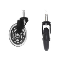 Office Chair Casters 5 Pack 3 Inch M11 Threaded Stem Silent PU Wheels with Spring Shock Absorption