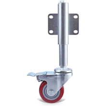 Heavy Duty Retractable Gate Wheel with Brake, Flat Swivel Spring Loaded Shock Absorber Caster for Metal or Wood Gates (2.4in Black)