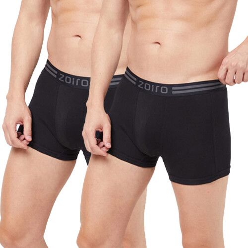 Zoiro Herre Solid Blød Bomuld Klassisk Trunk (Sort, Lille, Pakke med 2)