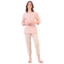 Top Ocidental W For Woman em Rayon Flax Floral Peach (Tamanho: S)-W31218-400796