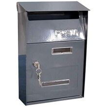 Lockable Waterproof Wall Mounted Mailbox, Rustproof Metal Outdoor Mail Box, Vintage European Villa Style, 216x329x107mm