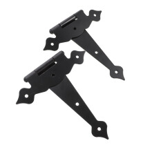 2pcs Heavy Duty T Shaped Door Hinges Black Matte Concealed Design for Barn and Cabinet Doors