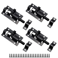 4PCS 2 Inch Black Barrel Bolt Lock – Heavy Duty Stainless Steel Gate Latch for Yard and Garden Doors
