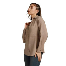HOGE STAR Dames Overmaat Shirt (HSWSHW23509_TP_Bruin)