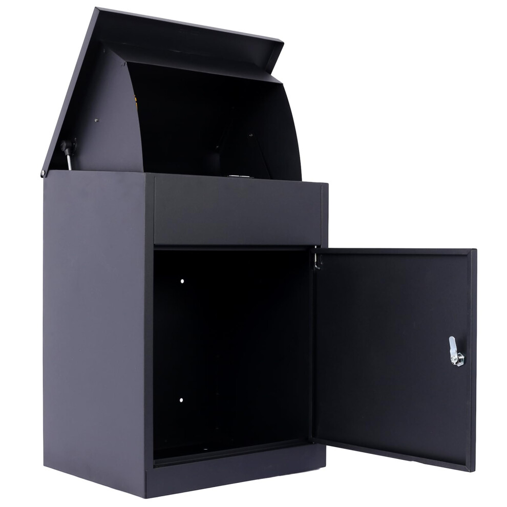 Wall Mounted Lockable Parcel Drop Box, WeatherâResistant Galvanized Steel Mailbox, Black 9330225386643