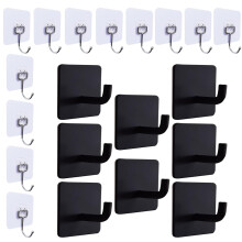 Adhesive Wall Hooks Set, Heavy Duty Waterproof Stainless Steel Hooks for Bathroom and Kitchen, 20 Pack
