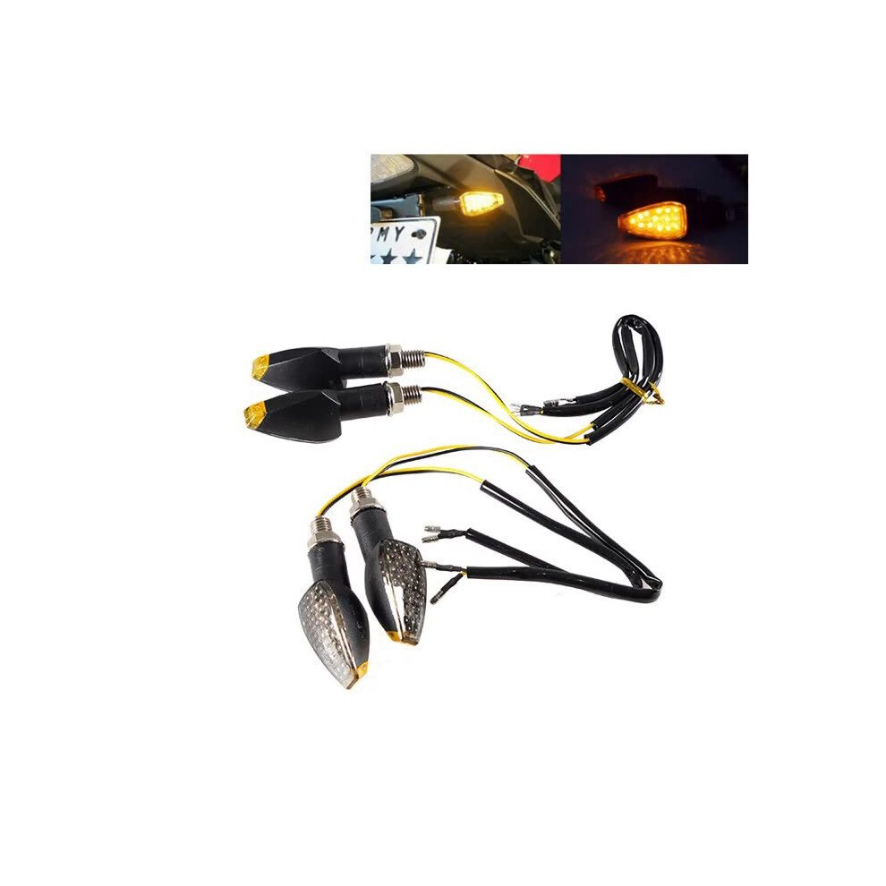 4 Pieces Motorcycle Indicators Flowing Turn Signal Lights 14 Led 12V Motorbike Led Indicator Blinker Lamp Amber 6033000170026